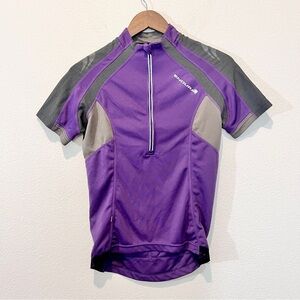 Endura Women’s Cycling Jersey S Purple Gray Short Sleeve Zip Pockets Performance